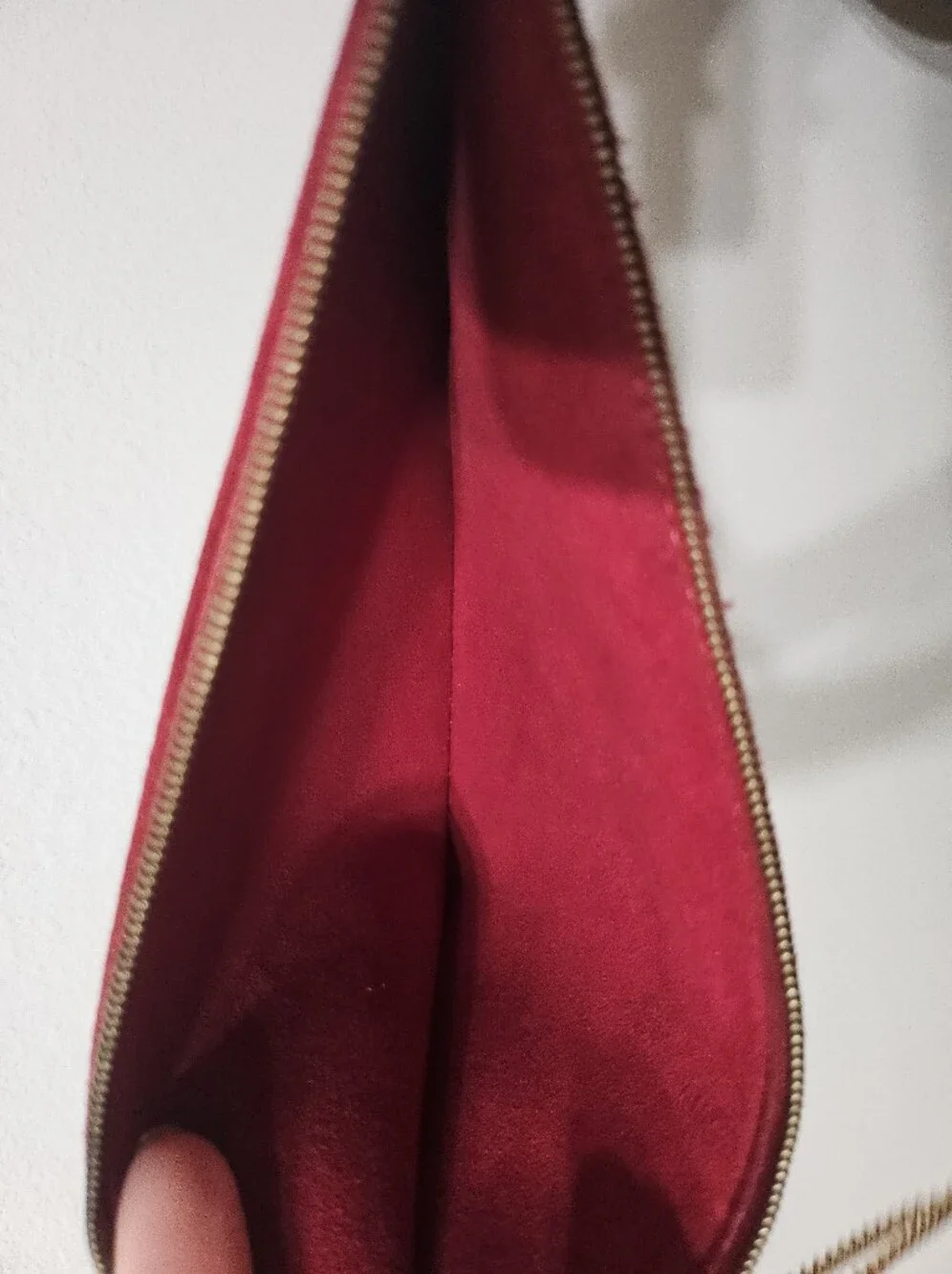 Louis Vuitton Burgundy Suede Zip Wallet Clutch